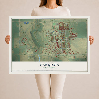 Map of Garrison, North Dakota, 24 x 36 inch unframed archival matte print