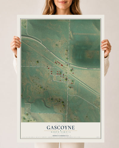 Map of Gascoyne, North Dakota, 24 x 36 inch unframed archival matte print