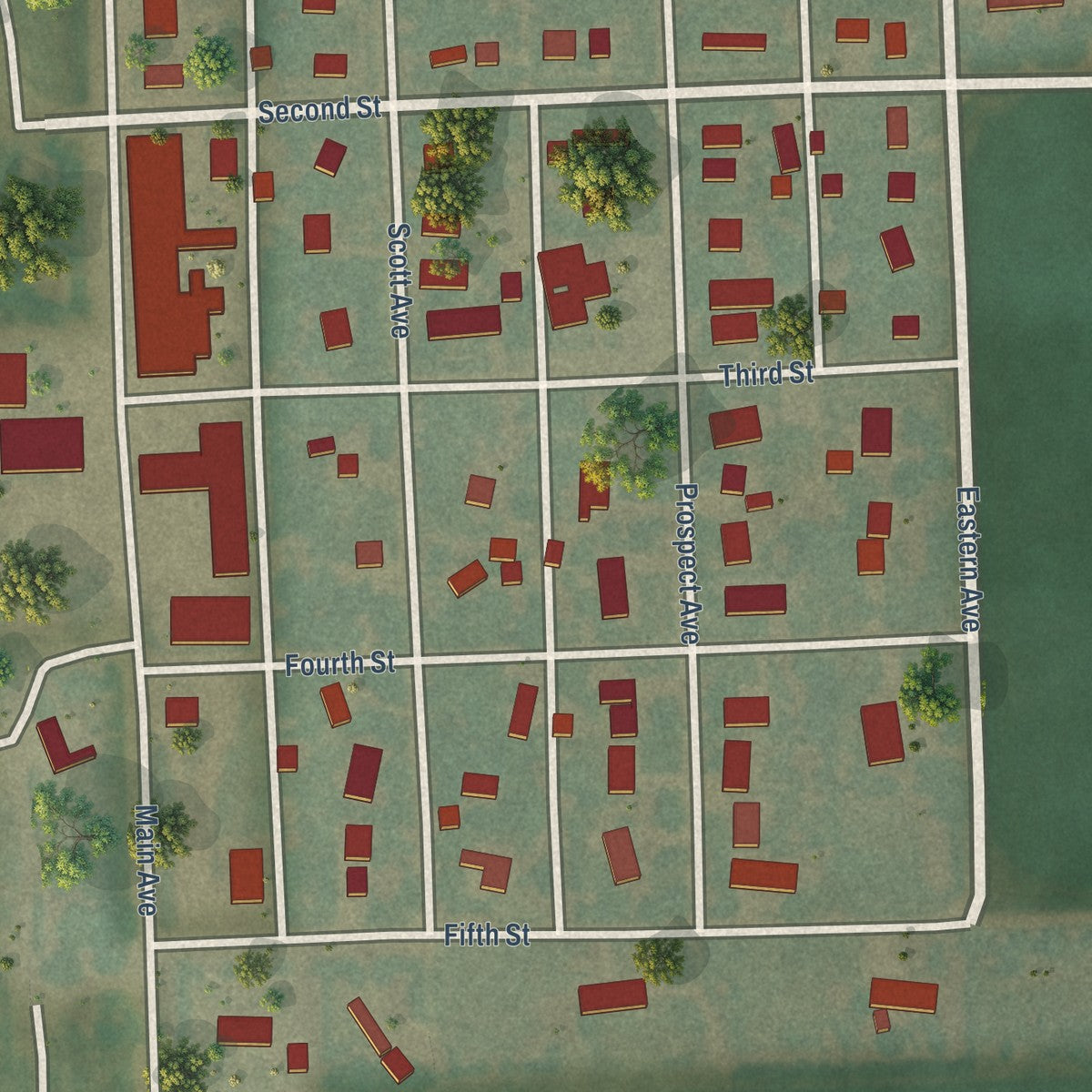 Close-up of the map of Gilby, North Dakota print showing street and building detail