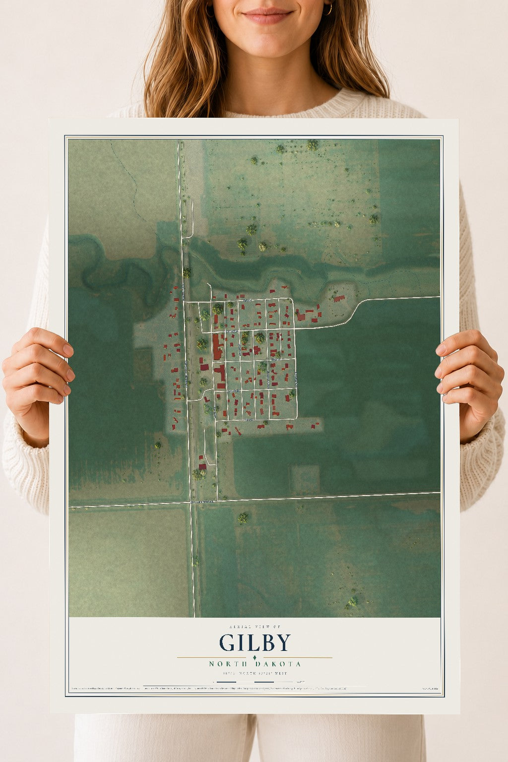 Map of Gilby, North Dakota, 18 x 24 inch unframed archival matte print