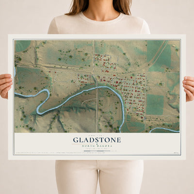 Map of Gladstone, North Dakota, 18 x 24 inch unframed archival matte print
