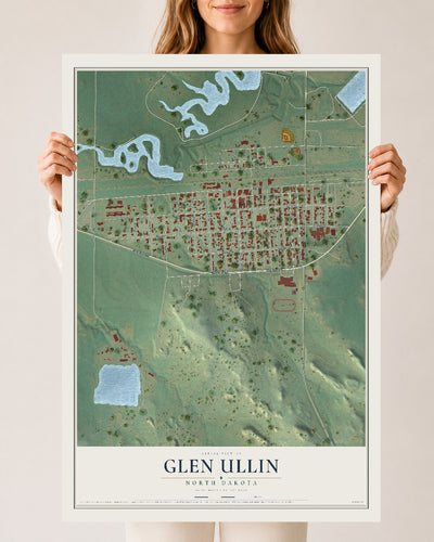 Map of Glen Ullin, North Dakota, 24 x 36 inch unframed archival matte print