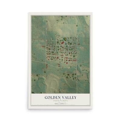 Map of Golden Valley, North Dakota, 12 x 18 inch unframed archival matte print