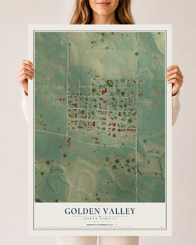 Map of Golden Valley, North Dakota, 24 x 36 inch unframed archival matte print