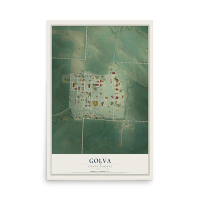 Map of Golva, North Dakota, 12 x 18 inch unframed archival matte print