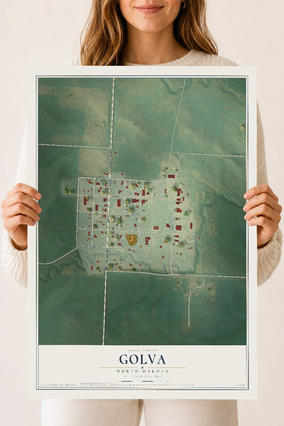 Map of Golva, North Dakota, 18 x 24 inch unframed archival matte print