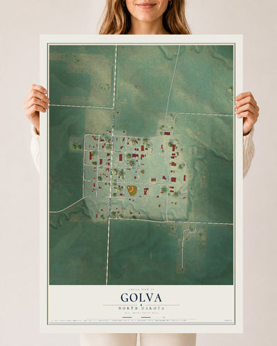 Map of Golva, North Dakota, 24 x 36 inch unframed archival matte print