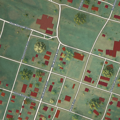 Close-up of the map of Goodrich, North Dakota print showing street and building detail
