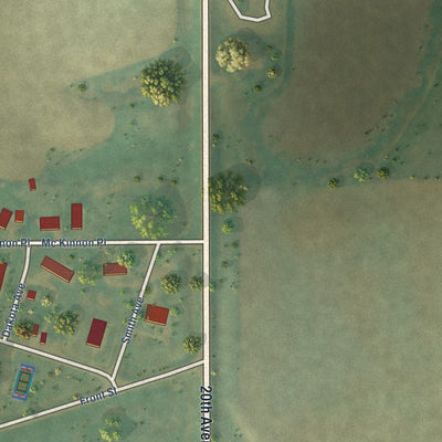 Second close-up of the map of Goodrich, North Dakota print showing more streets and buildings
