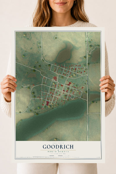 Map of Goodrich, North Dakota, 18 x 24 inch unframed archival matte print