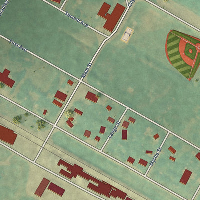 Close-up of the map of Grace City, North Dakota print showing street and building detail