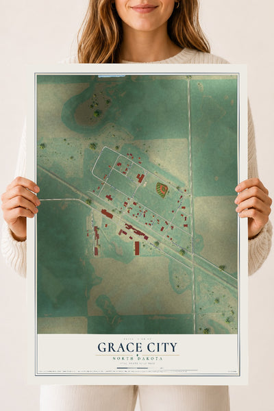 Map of Grace City, North Dakota, 18 x 24 inch unframed archival matte print