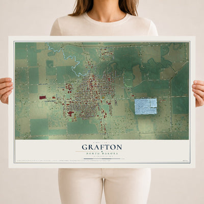 Map of Grafton, North Dakota, 18 x 24 inch unframed archival matte print