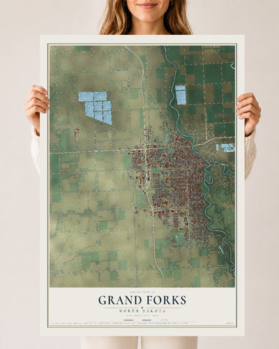 Map of Grand Forks, North Dakota, 24 x 36 inch unframed archival matte print