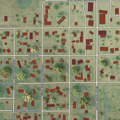 Close-up of the map of Granville, North Dakota print showing street and building detail