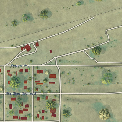 Second close-up of the map of Granville, North Dakota print showing more streets and buildings