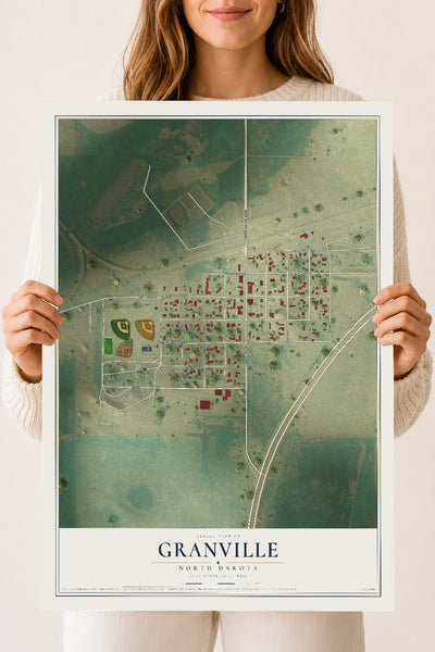 Map of Granville, North Dakota, 18 x 24 inch unframed archival matte print