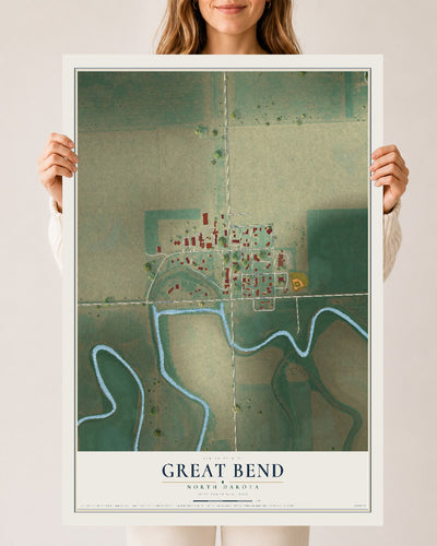 Map of Great Bend, North Dakota, 24 x 36 inch unframed archival matte print