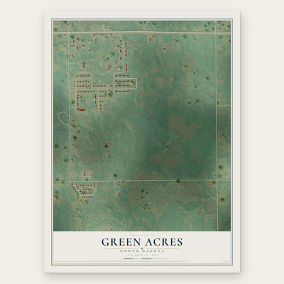 Green Acres, North Dakota map print, the full design