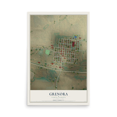 Map of Grenora, North Dakota, 12 x 18 inch unframed archival matte print