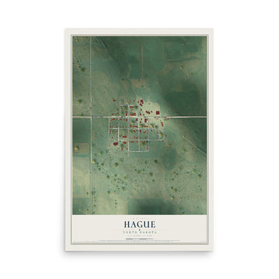 Map of Hague, North Dakota, 12 x 18 inch unframed archival matte print