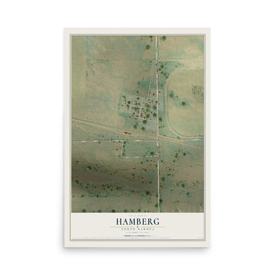Map of Hamberg, North Dakota, 12 x 18 inch unframed archival matte print