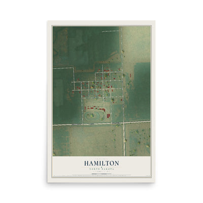 Map of Hamilton, North Dakota, 12 x 18 inch unframed archival matte print
