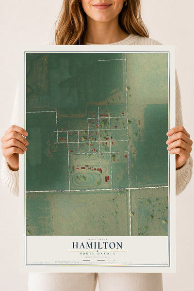Map of Hamilton, North Dakota, 18 x 24 inch unframed archival matte print