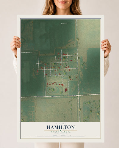 Map of Hamilton, North Dakota, 24 x 36 inch unframed archival matte print