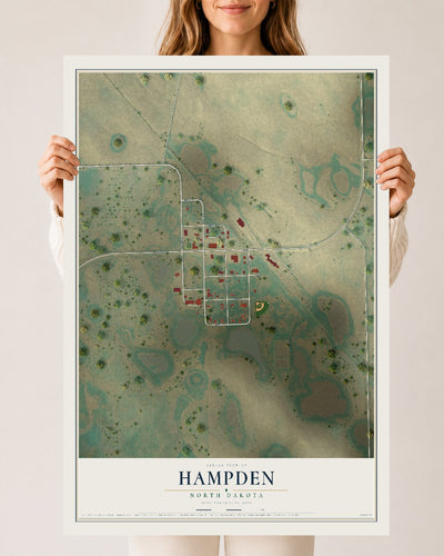 Map of Hampden, North Dakota, 24 x 36 inch unframed archival matte print