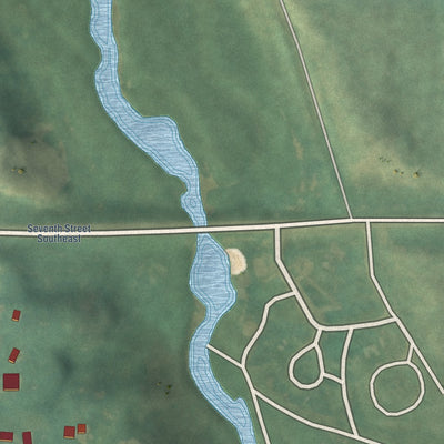 Second close-up of the map of Hannaford, North Dakota print showing more streets and buildings