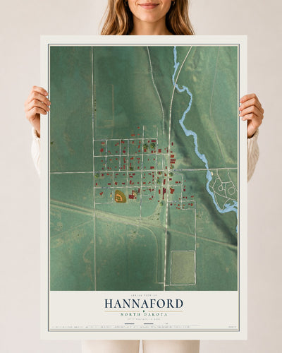 Map of Hannaford, North Dakota, 24 x 36 inch unframed archival matte print