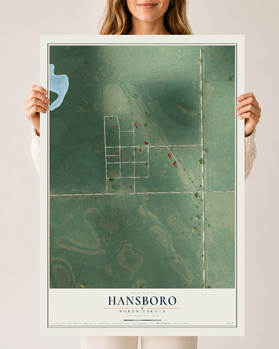 Map of Hansboro, North Dakota, 24 x 36 inch unframed archival matte print