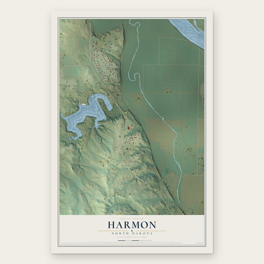 Harmon, North Dakota map print, the full design