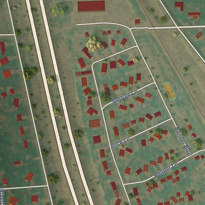 Second close-up of the map of Harwood, North Dakota print showing more streets and buildings