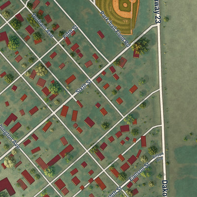 Second close-up of the map of Hatton, North Dakota print showing more streets and buildings