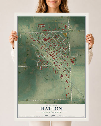 Map of Hatton, North Dakota, 24 x 36 inch unframed archival matte print