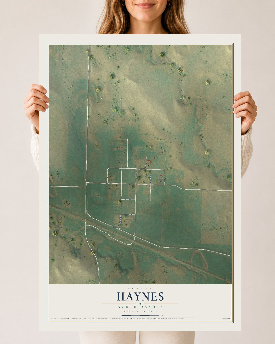 Map of Haynes, North Dakota, 24 x 36 inch unframed archival matte print