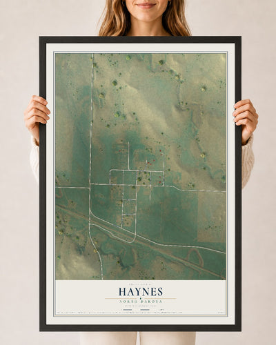 Map of Haynes, North Dakota, 24 x 36 inch print in a black wood frame