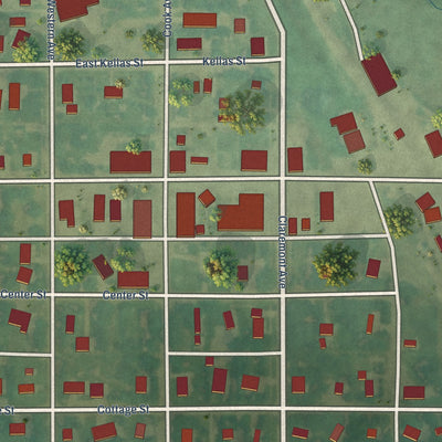 Close-up of the map of Hazelton, North Dakota print showing street and building detail