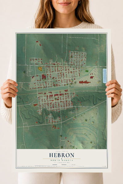 Map of Hebron, North Dakota, 18 x 24 inch unframed archival matte print