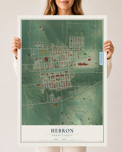 Map of Hebron, North Dakota, 24 x 36 inch unframed archival matte print