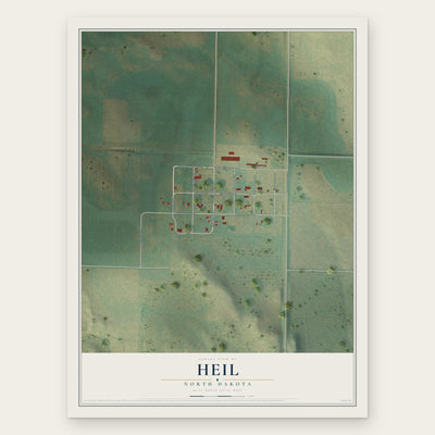 Heil, North Dakota map print, the full design
