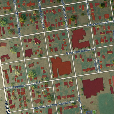 Second close-up of the map of Hillsboro, North Dakota print showing more streets and buildings