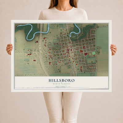 Map of Hillsboro, North Dakota, 24 x 36 inch unframed archival matte print