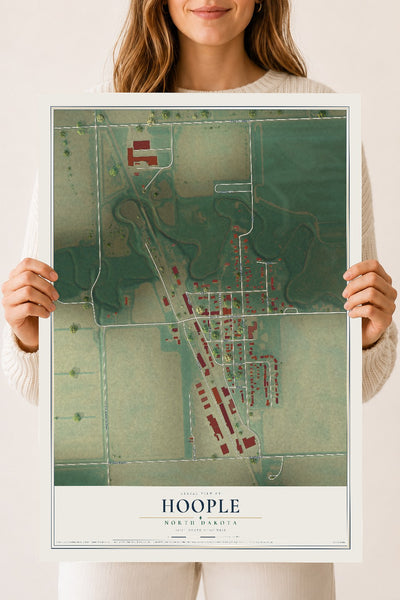 Map of Hoople, North Dakota, 18 x 24 inch unframed archival matte print
