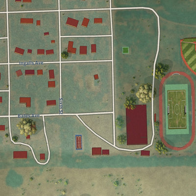 Second close-up of the map of Hope, North Dakota print showing more streets and buildings