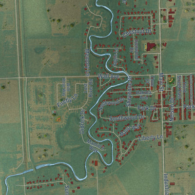 Close-up of the map of Horace, North Dakota print showing street and building detail
