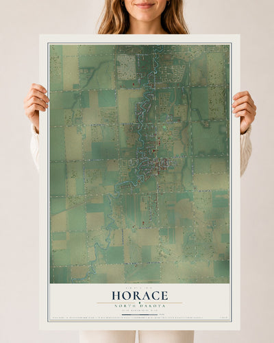 Map of Horace, North Dakota, 24 x 36 inch unframed archival matte print