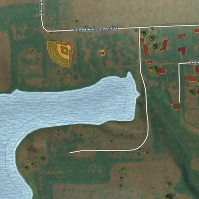 Second close-up of the map of Hunter, North Dakota print showing more streets and buildings